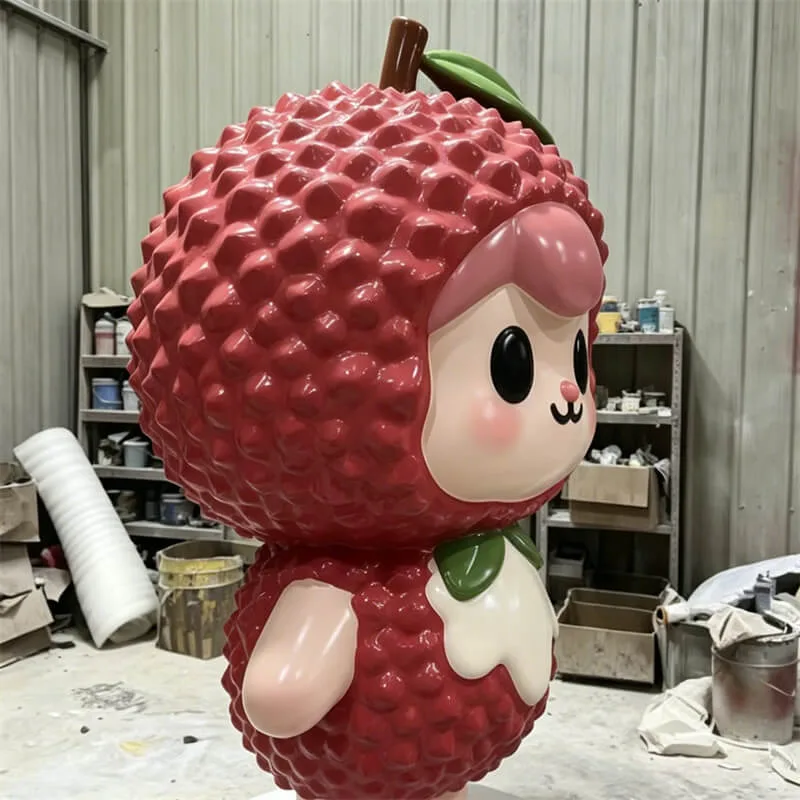 Cartoon Lychee Sculpture – FRP Material – Outdoor Mall Decor – Viral Photo Spot – IP Ornament – Cute & Healing Fruit Cartoon Sculpture — view 2