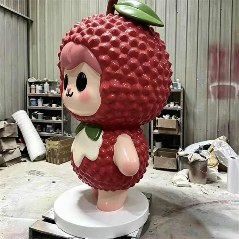 Cartoon Lychee Sculpture – FRP Material – Outdoor Mall Decor – Viral Photo Spot – IP Ornament – Cute & Healing Fruit Cartoon Sculpture — view 3