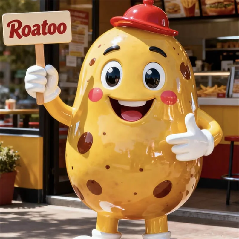 Cartoon Potato Character Fiberglass Sculpture | Fast Food / French Fry Shop Mascot, Restaurant Traffic Booster — view 2