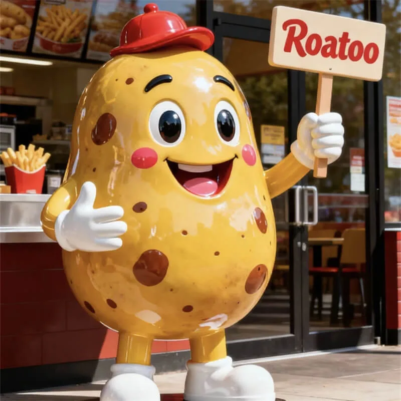 Cartoon Potato Character Fiberglass Sculpture | Fast Food / French Fry Shop Mascot, Restaurant Traffic Booster