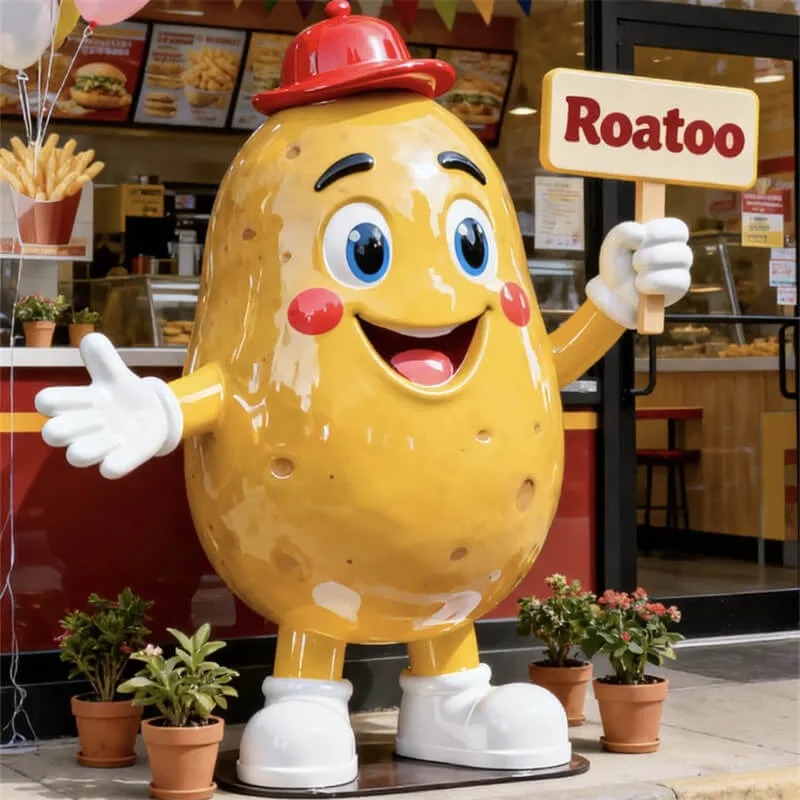 Cartoon Potato Character Fiberglass Sculpture | Fast Food / French Fry Shop Mascot, Restaurant Traffic Booster — view 4