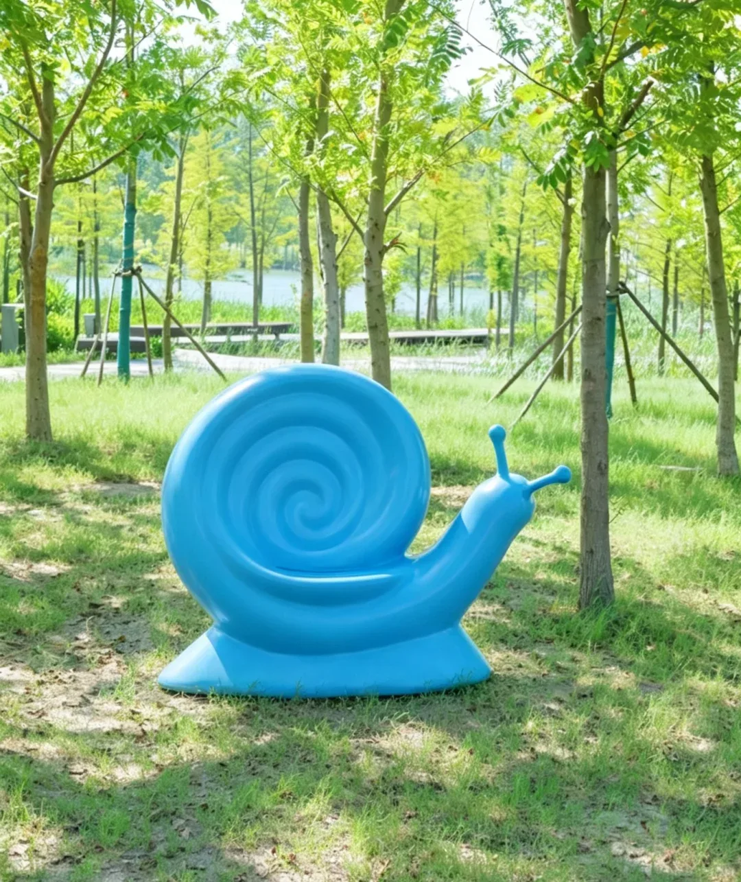 Cartoon Snail Fiberglass Seat Sculpture For Park Outdoor Rest Decor — view 3