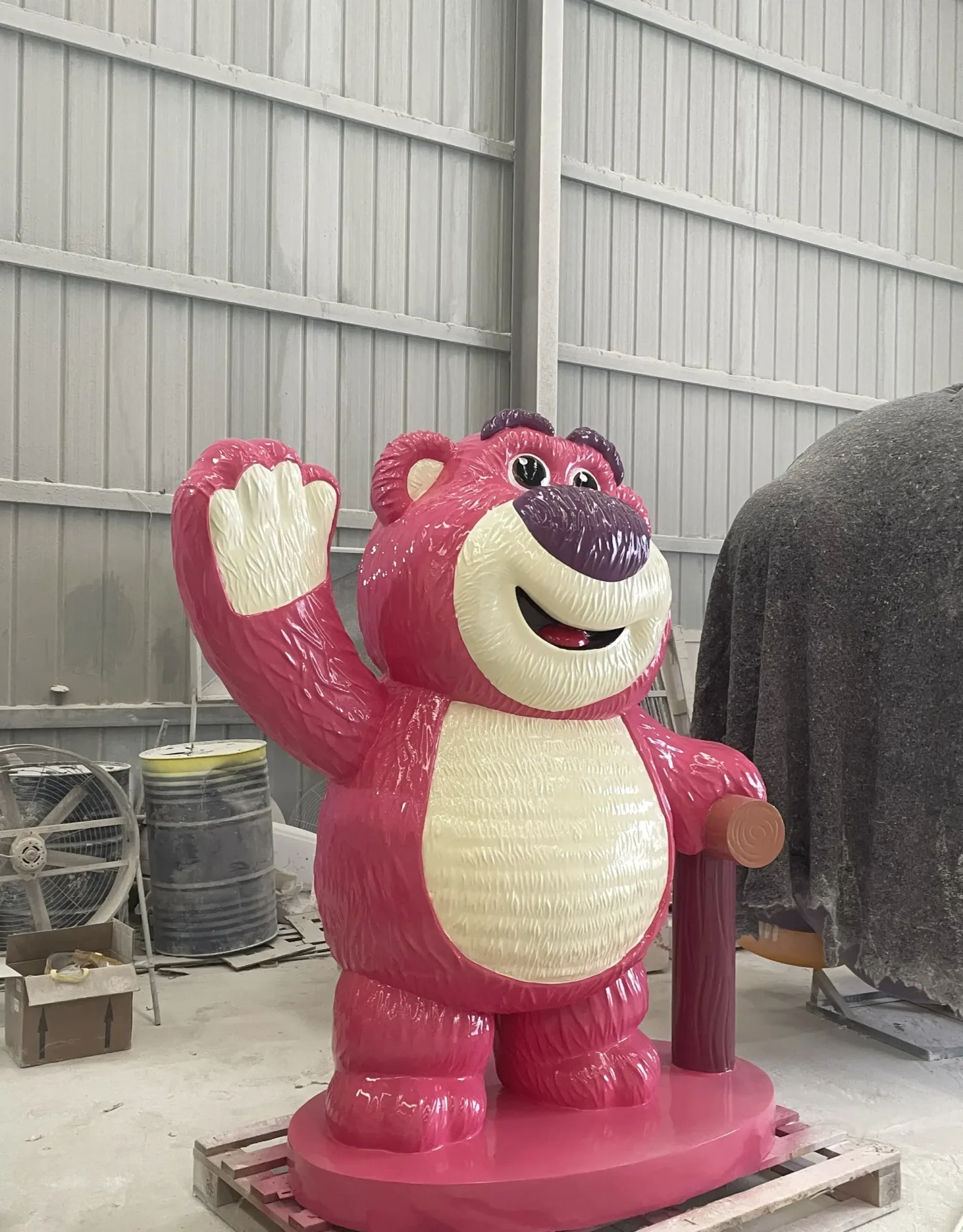 Cartoon Strawberry Bear Fiberglass Statue for Mall Decor, Park & Store Window Display — view 2