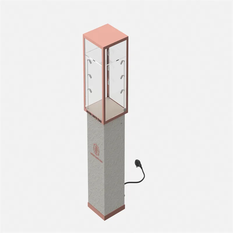 Charming Glass Rotating Jewelry Stand Rose Gold Stainless Steel Jewelry Display Showcase — view 4