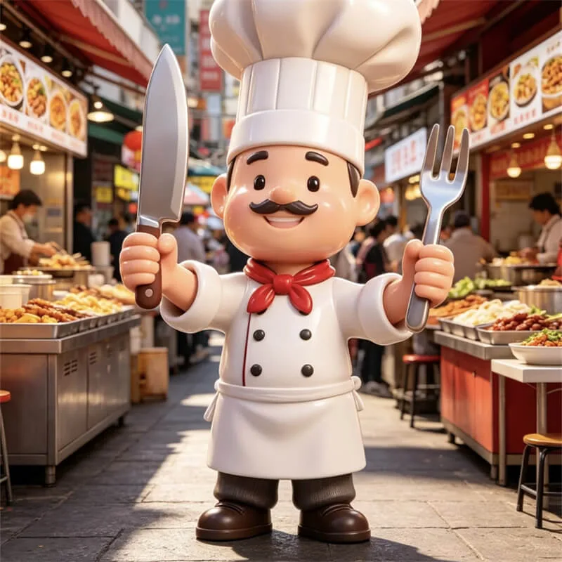 Chef Sculpture, FRP Material, Restaurant Entrance Ornament, Cartoon Chef IP Sculpture, Outdoor Commercial Art Piece — view 3