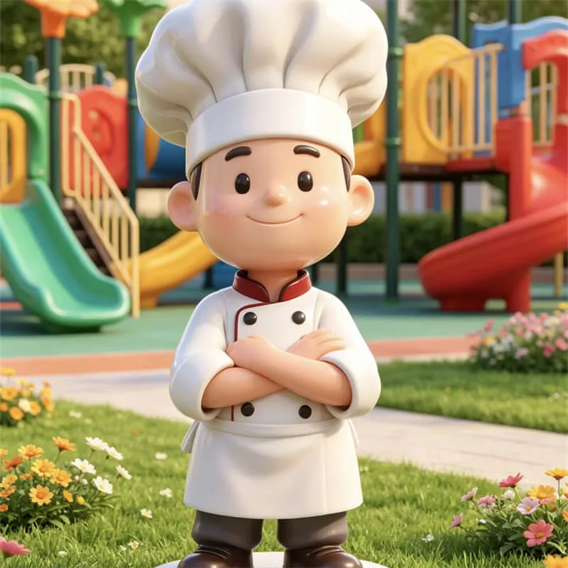 Chef Sculpture, FRP Material, Restaurant Entrance Ornament, Cartoon Chef IP Sculpture, Outdoor Commercial Art Piece — view 2
