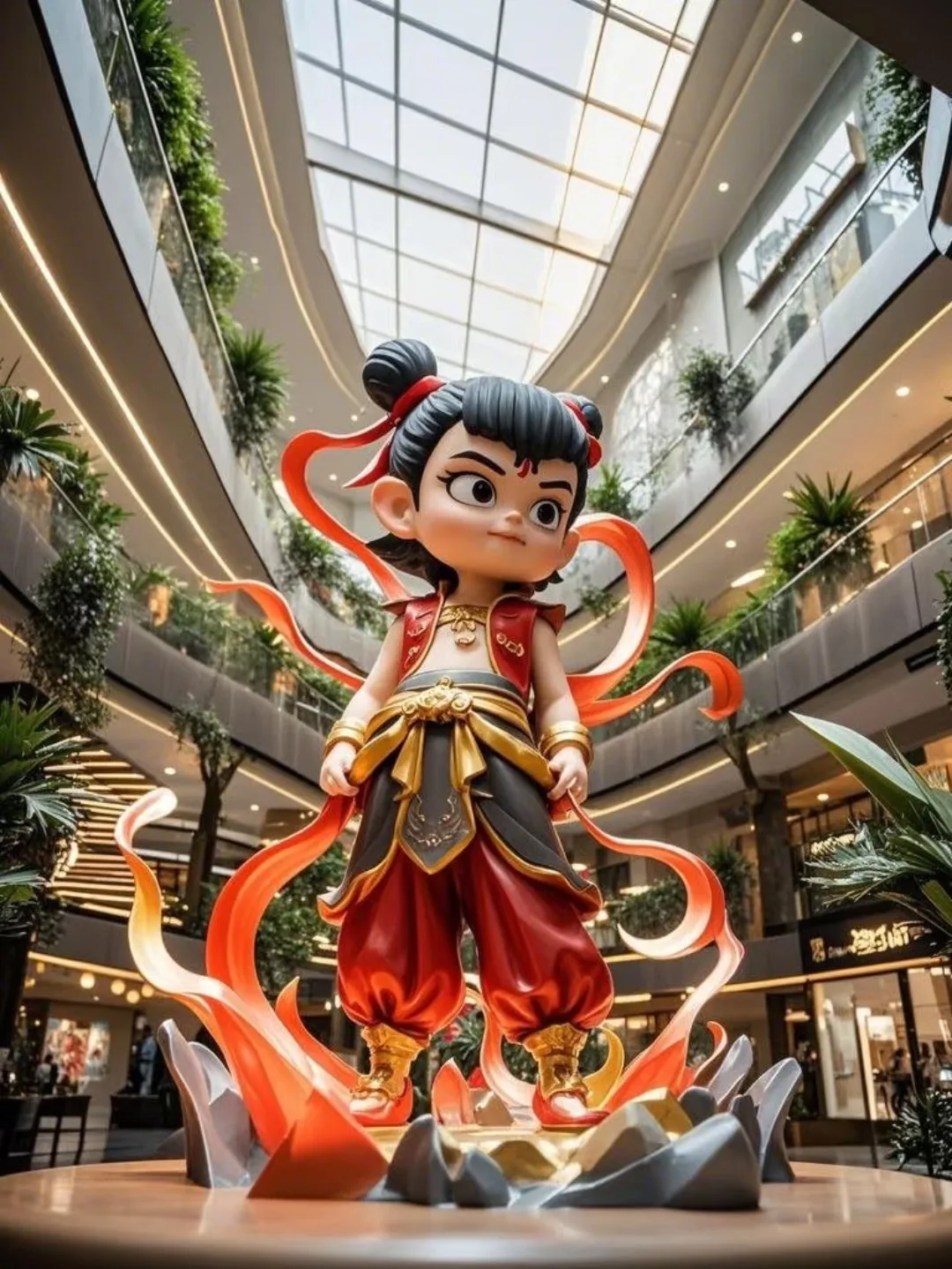 Chinese Mythology Nezha Sculpture, Customizable Size & Color