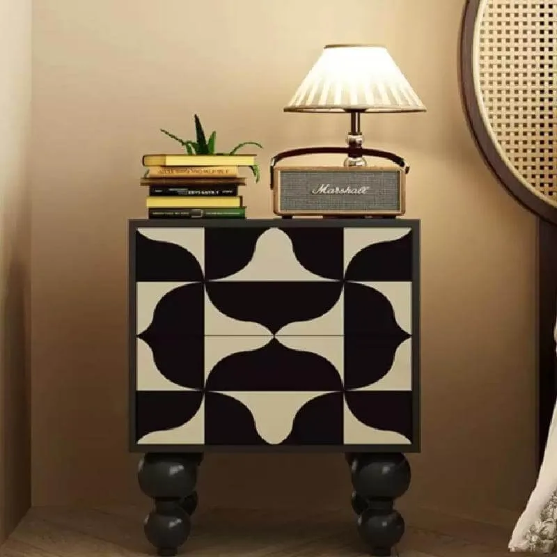 Classic black and white storage cabinet design bedside table for sale — view 3