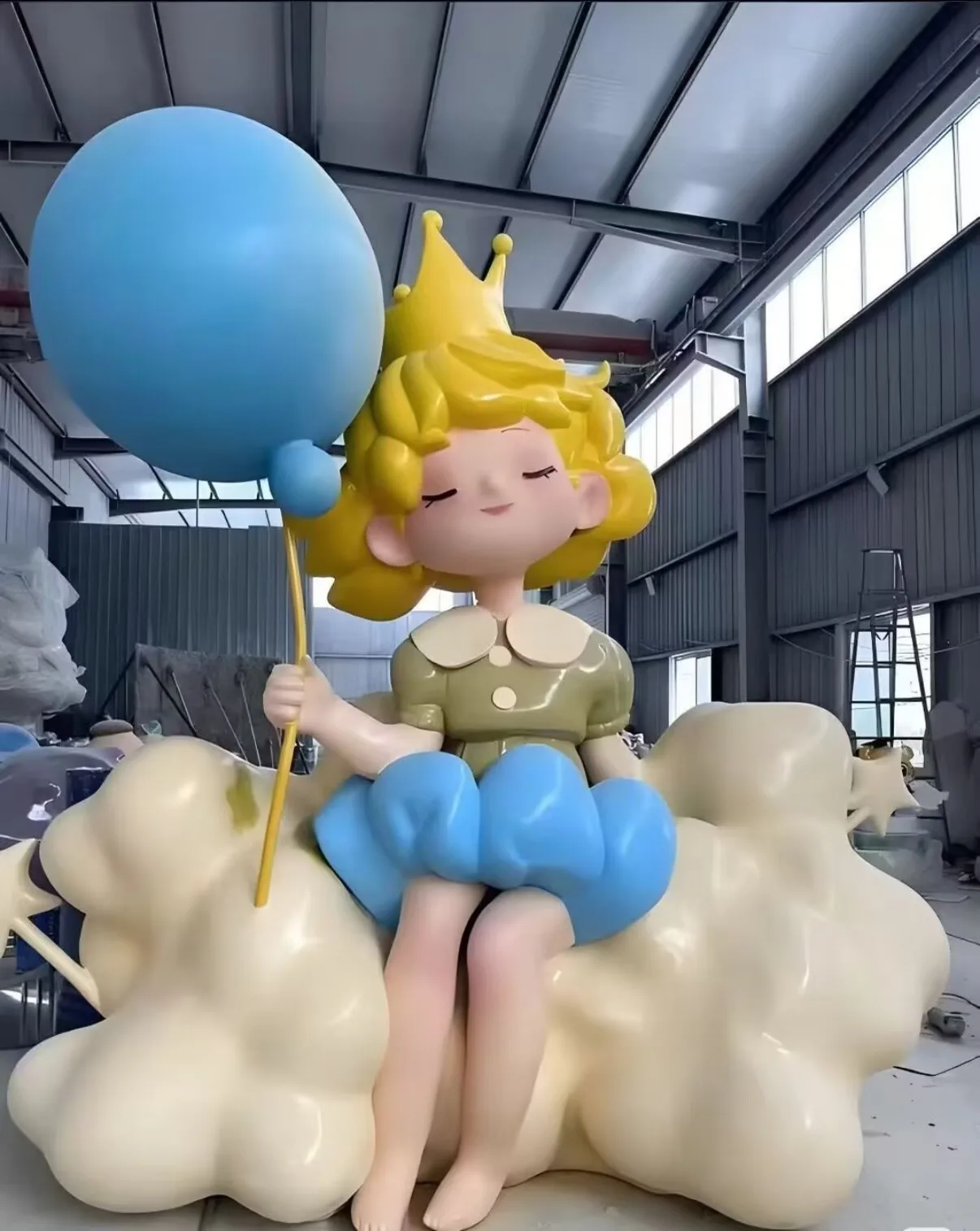 Cloud Princess Sculpture – Durable Fiberglass Decor with Custom Sizing & Color, Perfect for Store Entrances, Malls