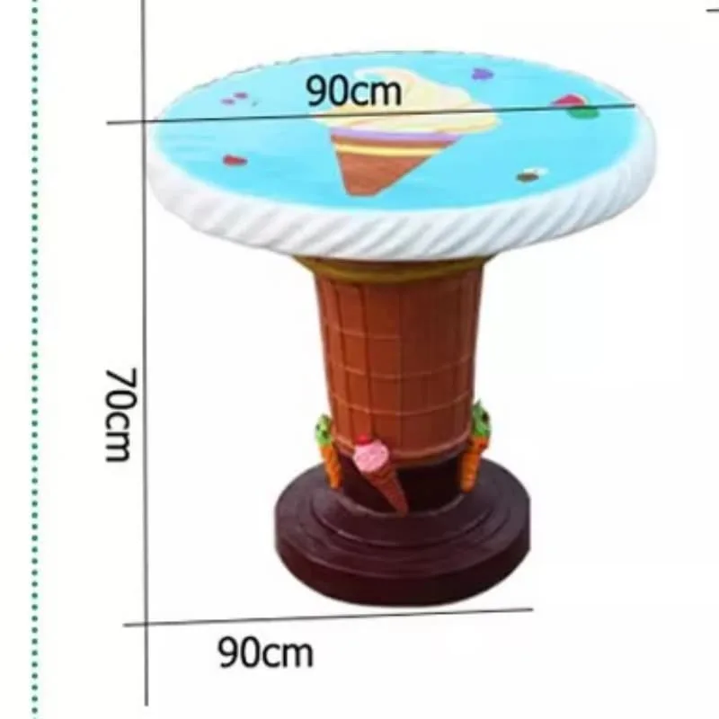 Colorful Fiberglass Waffle Cone Ice Cream Table Chairs Set For Commercial Decor — view 6