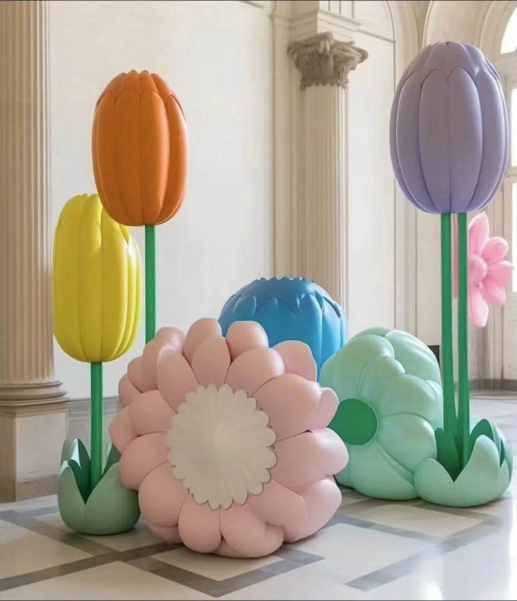Colorful Flower Fiberglass Sculpture for Mall, Park & Indoor Space Decor — view 4