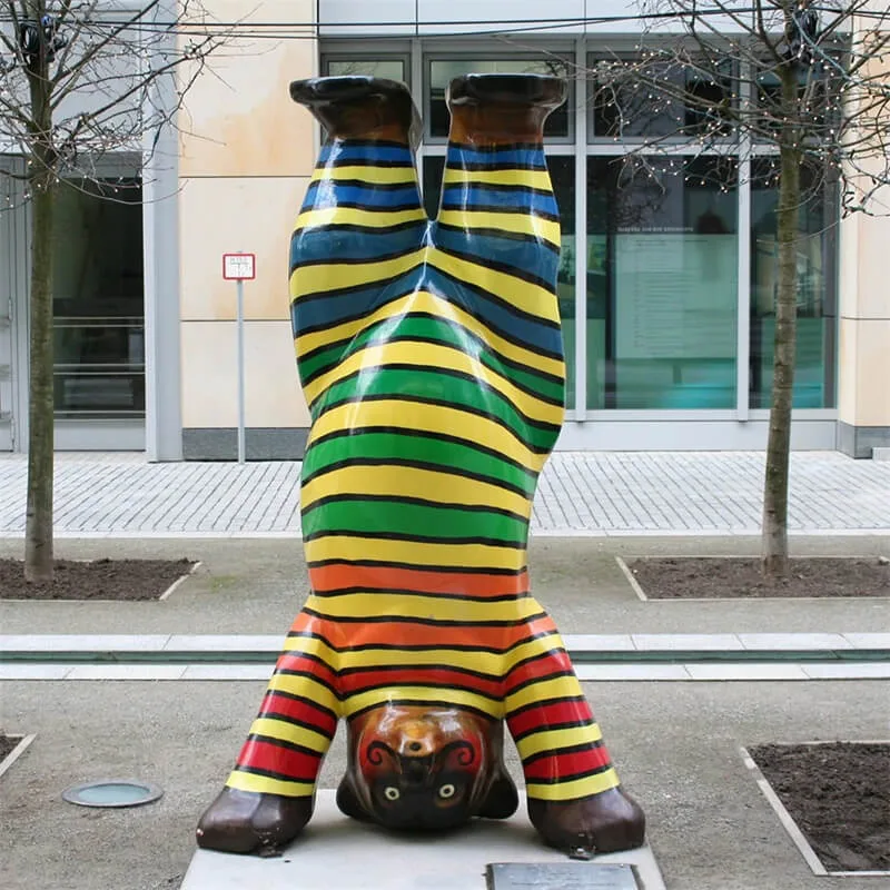 Colorful Hand-Painted FRP Bear Sculpture | Outdoor Cartoon Inverted Bear Ornament, Mall Plaza Photo Spot Landscape Decoration — view 4