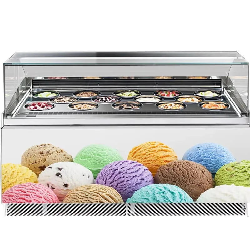 Commercial Gelato Display Freezer with Open Topping Bar for Yogurt Shops — view 5