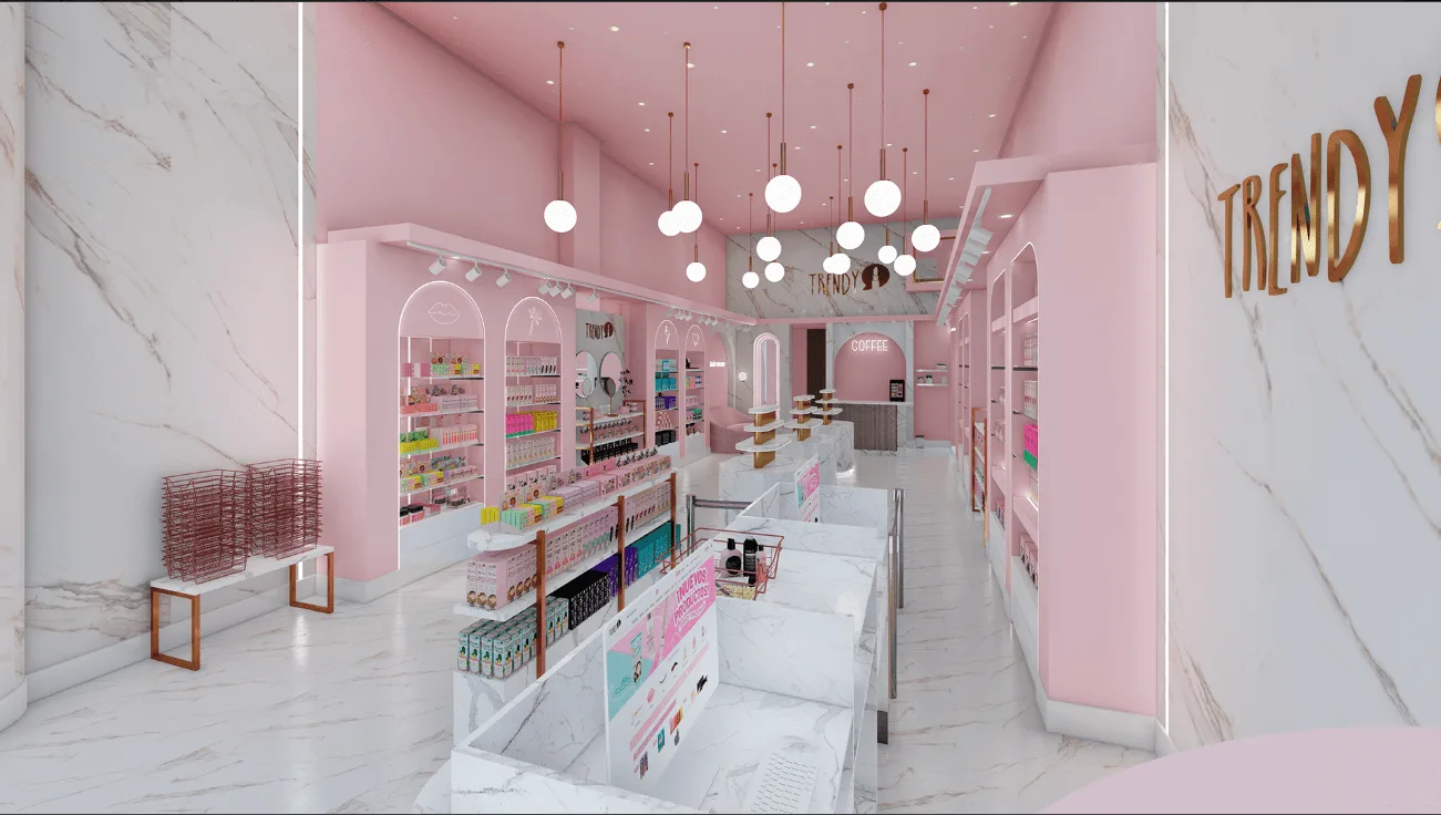 Commercial Pink Beauty Store Interior Design | Cosmetic Shop Display Furniture