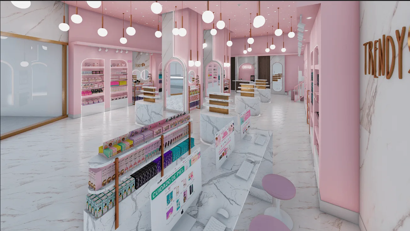 Commercial Pink Beauty Store Interior Design | Cosmetic Shop Display Furniture — view 6