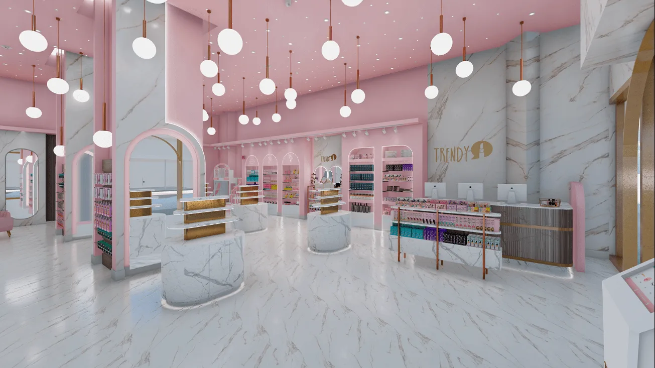 Commercial Pink Beauty Store Interior Design | Cosmetic Shop Display Furniture — view 7