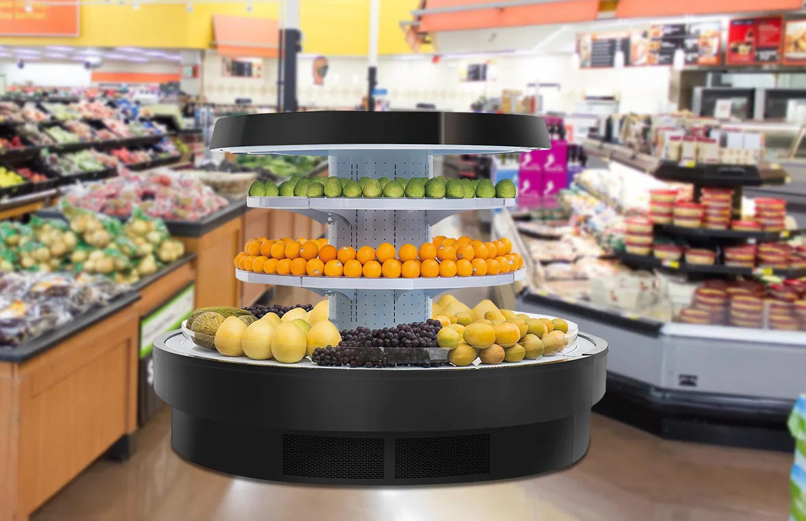 Commercial Supermarket Round Open Display Fridge – Perfect for Fruits & Vegetables — view 3
