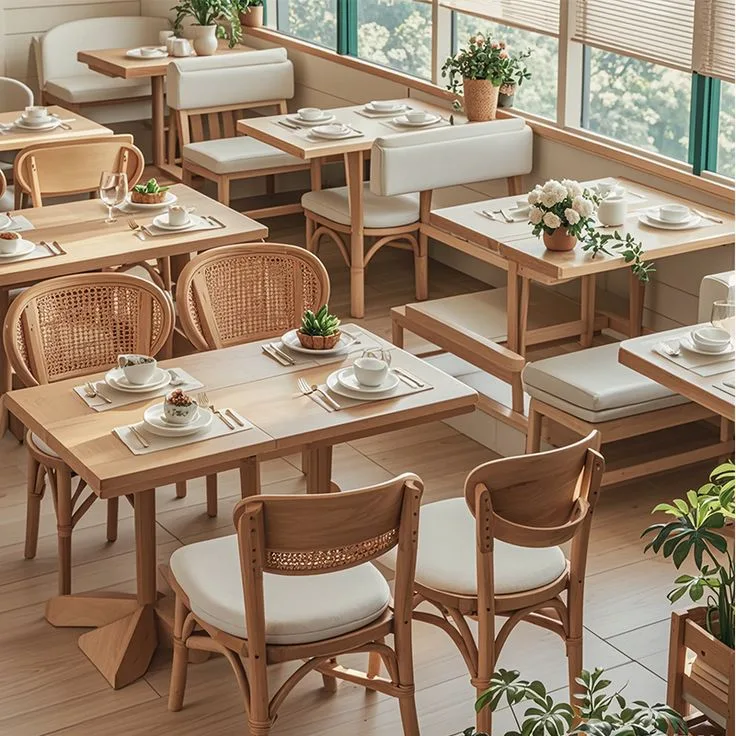 Commercial Wooden Booth & Rattan Chair Package for Cafe & Restaurant — product detail 1