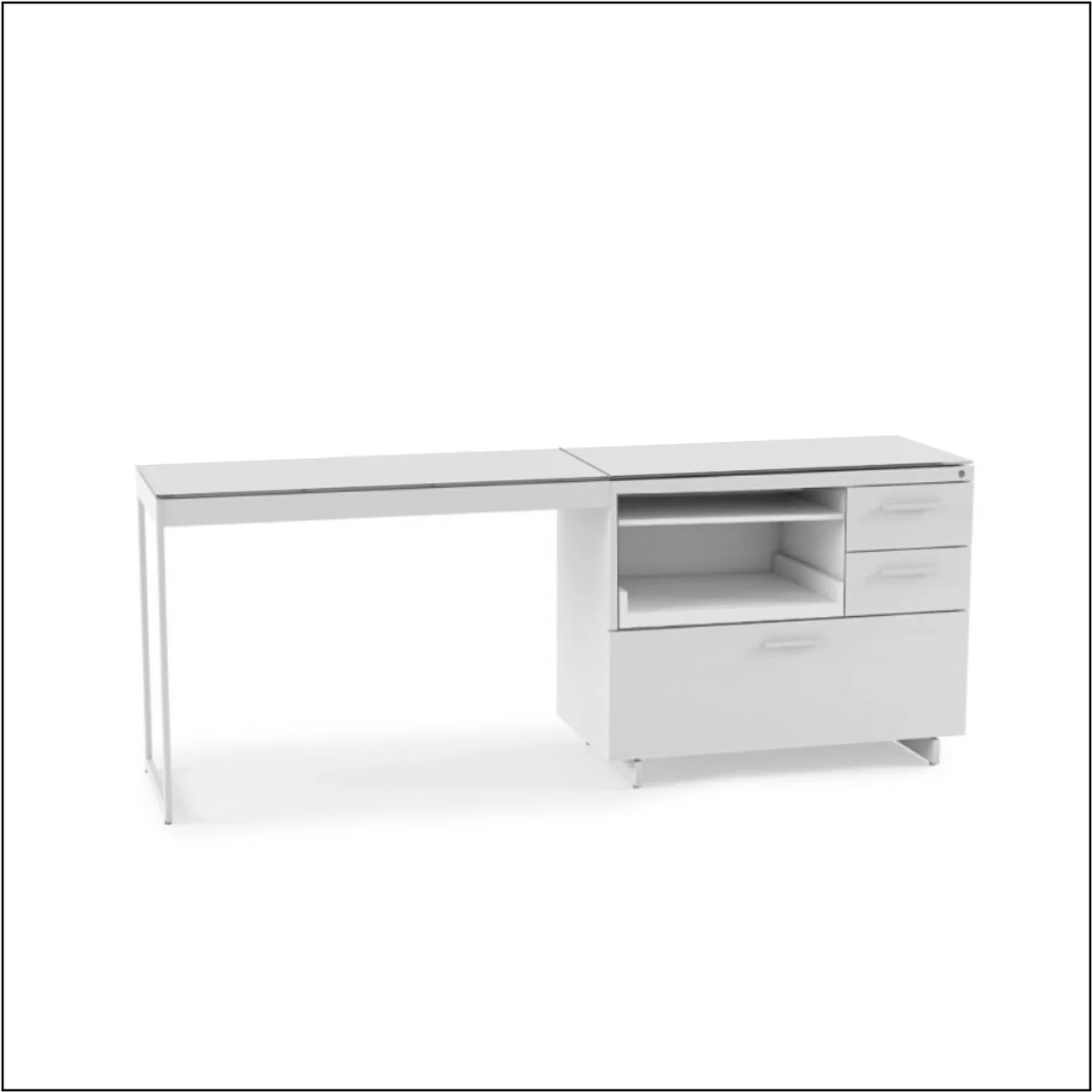 Compact Optical Dispensing Table with Integrated Printer & Storage Cabinet — view 3