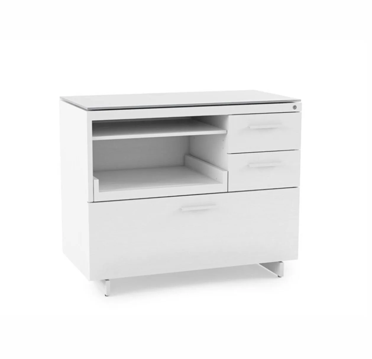 Compact Optical Dispensing Table with Integrated Printer & Storage Cabinet — view 4