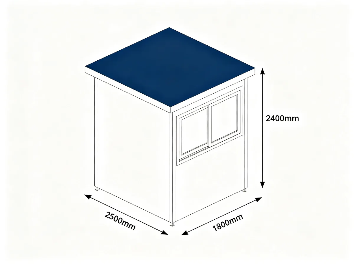 Compact White Outdoor Beach Kiosk 2500x1800x2400mm with Navy Blue Roof — product detail 1