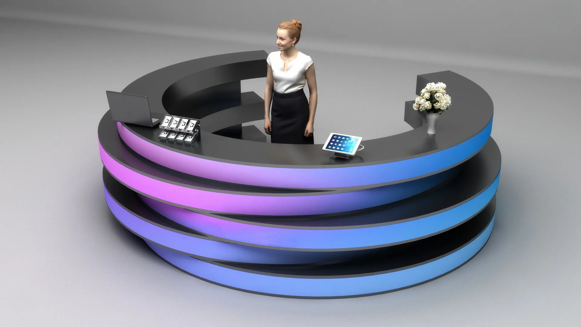 Cool C-shaped reception desk design modern Round office desk for sale — view 3