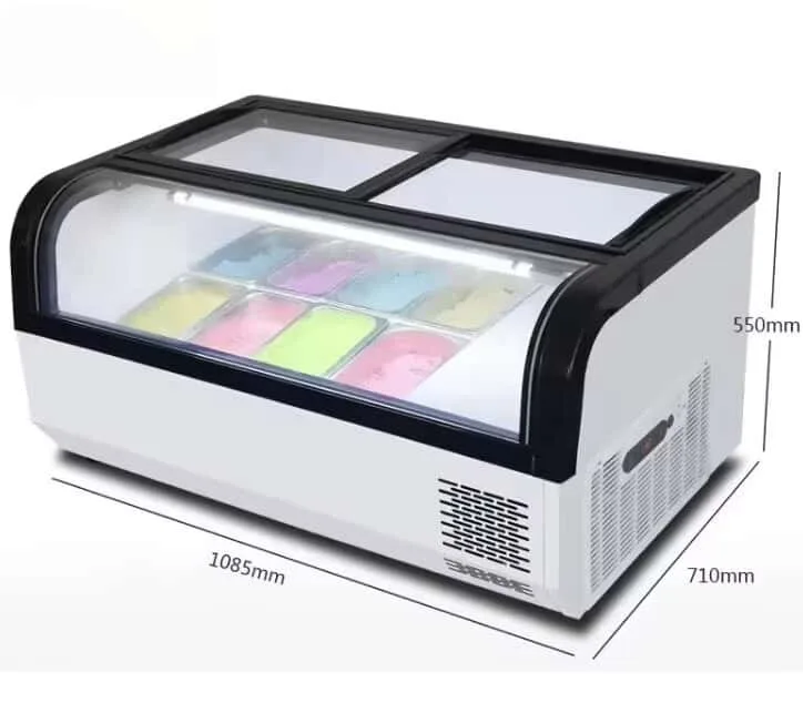 Counter Top Curved Glass Gelato & Frozen Yogurt Topping Display Refrigerator — view 3