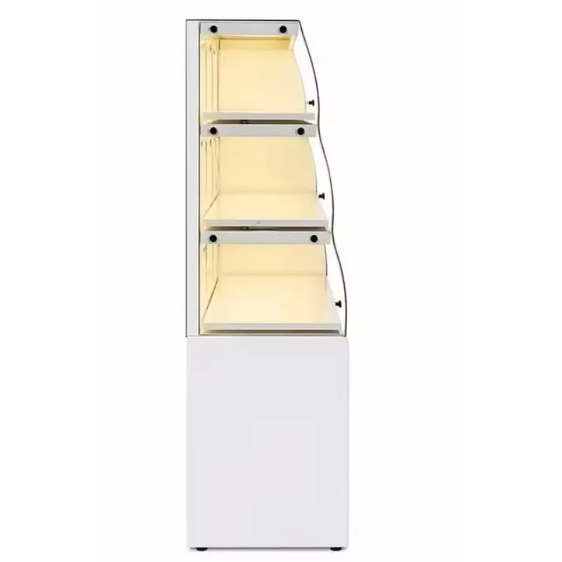 Countertop Curved Glass Display Case with LED Light for Bread Cake Pastry Shop — view 5