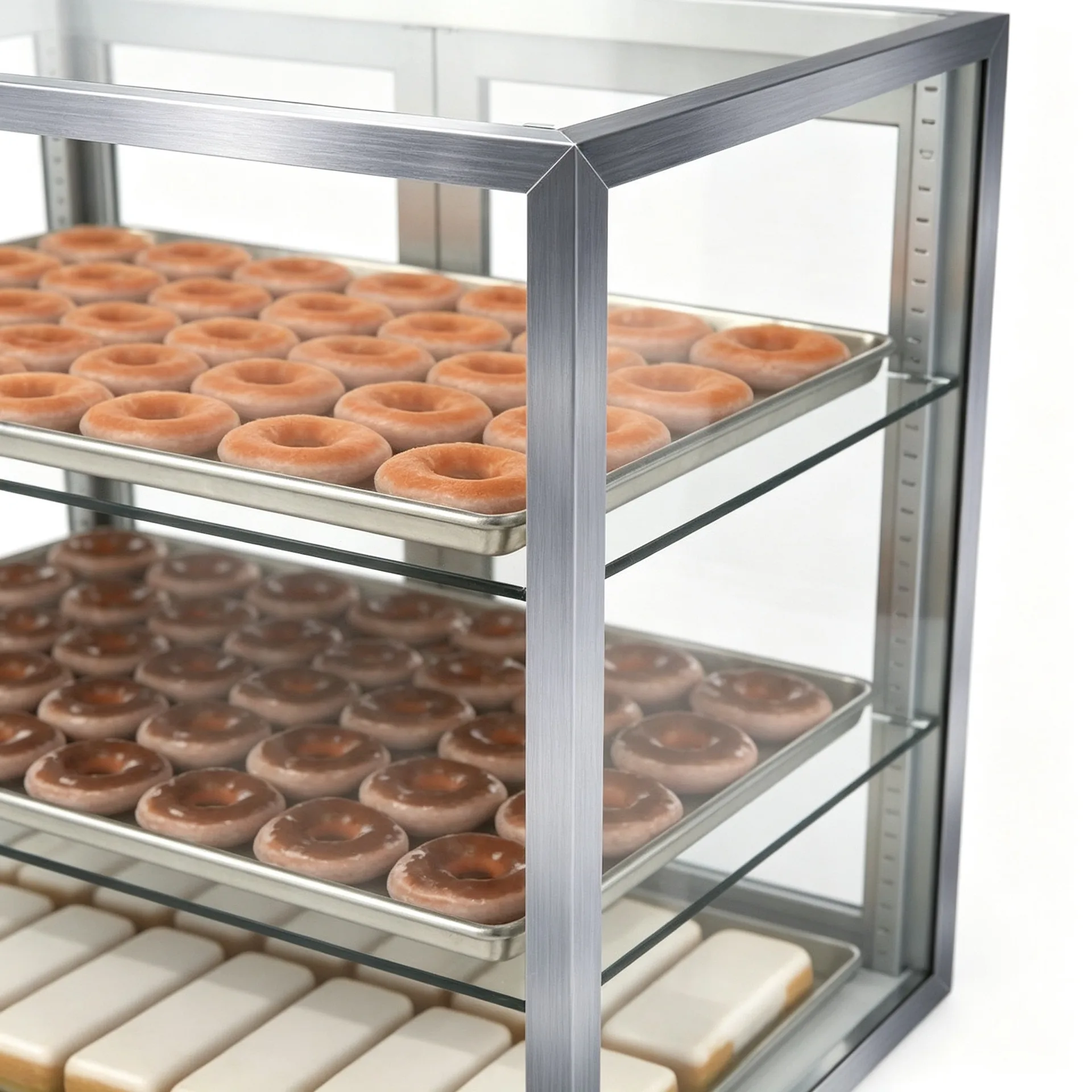 Countertop Stainless Steel 3‑Tier Glass Bakery Display Case for Donuts Pastry Shop — view 3