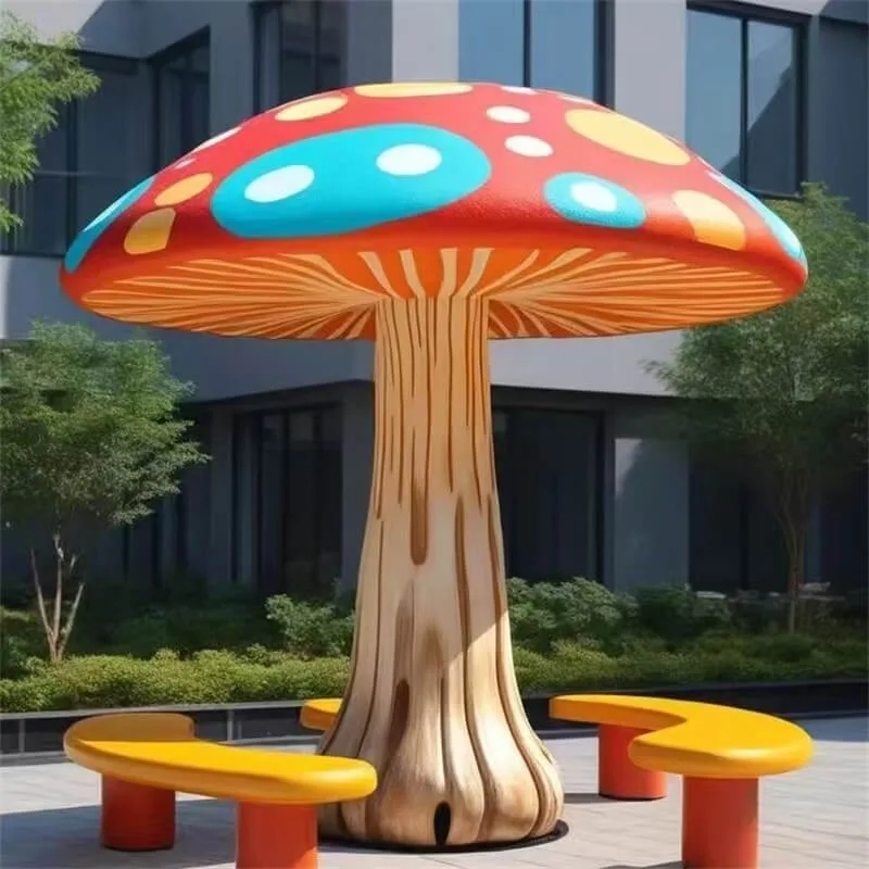Creative Mushroom FRP Leisure Chair | Multifunctional Seating for Outdoor Kids’ Parks and Mall Family Zones