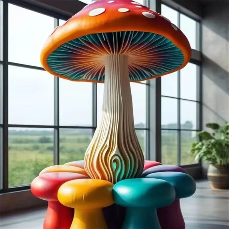 Creative Mushroom FRP Leisure Chair | Multifunctional Seating for Outdoor Kids’ Parks and Mall Family Zones — view 3