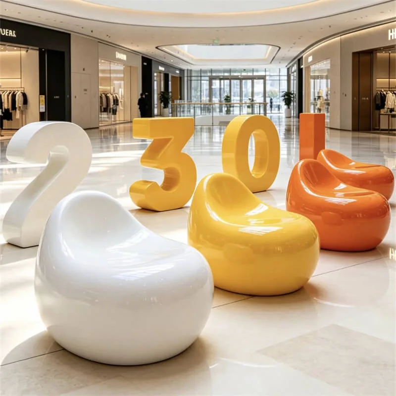 Creative Number & Letter FRP Character Chair Custom Art Seats for Indoor & Outdoor Use — view 4
