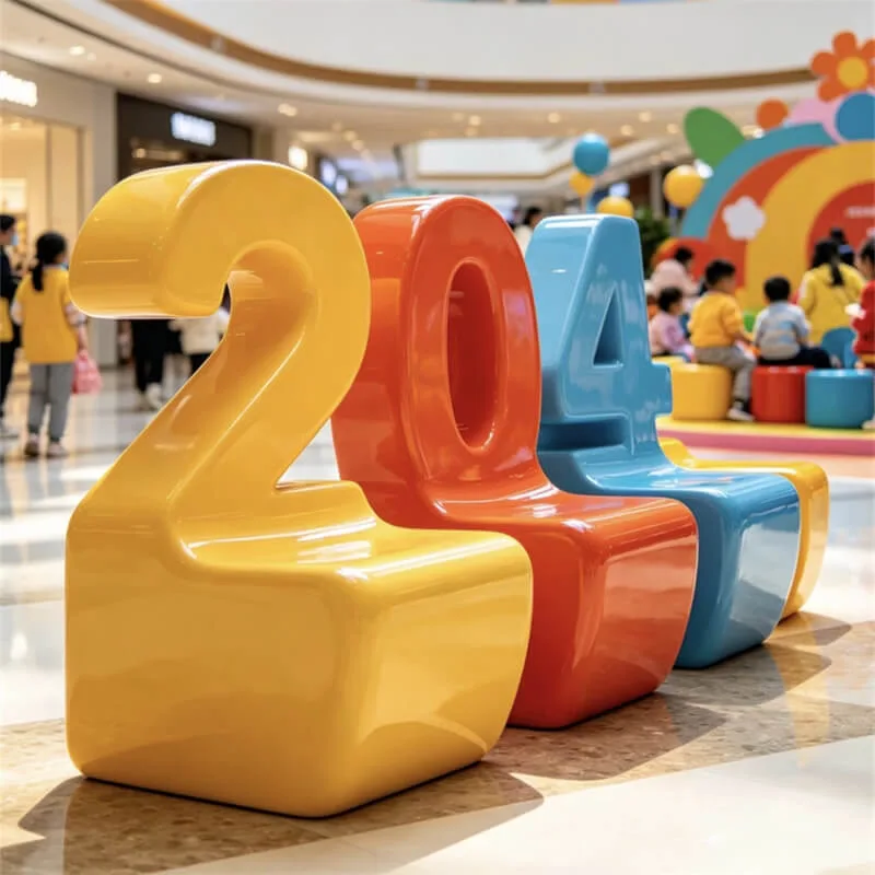 Creative Number & Letter FRP Character Chair Custom Art Seats for Indoor & Outdoor Use
