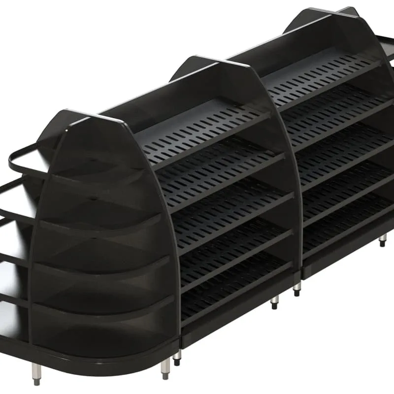 Curved Freestanding Wood Slat Bakery Display Gondola Shelving for Shop Use — view 4