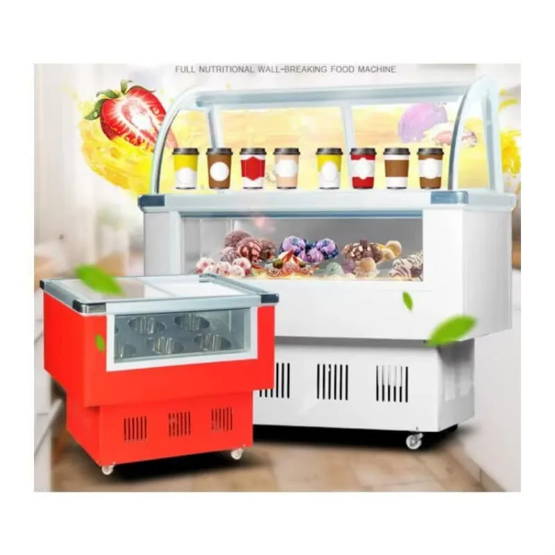 Curved Glass Frozen Yogurt Topping Display Refrigerator with Round Pans — view 4