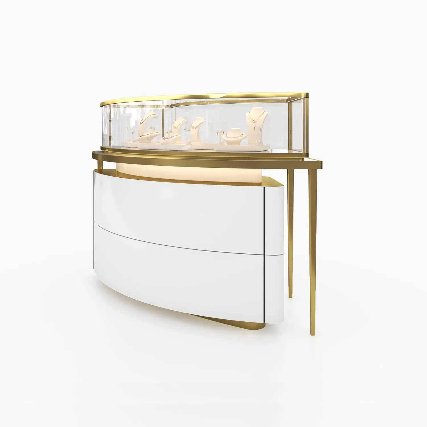 Curved Jewelry Display Cases | SS Round Jewelry Display Counter Kiosk — view 2