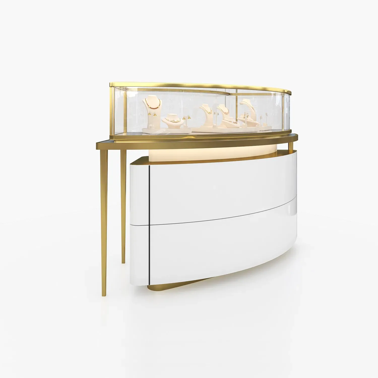 Curved Jewelry Display Cases | SS Round Jewelry Display Counter Kiosk — view 4