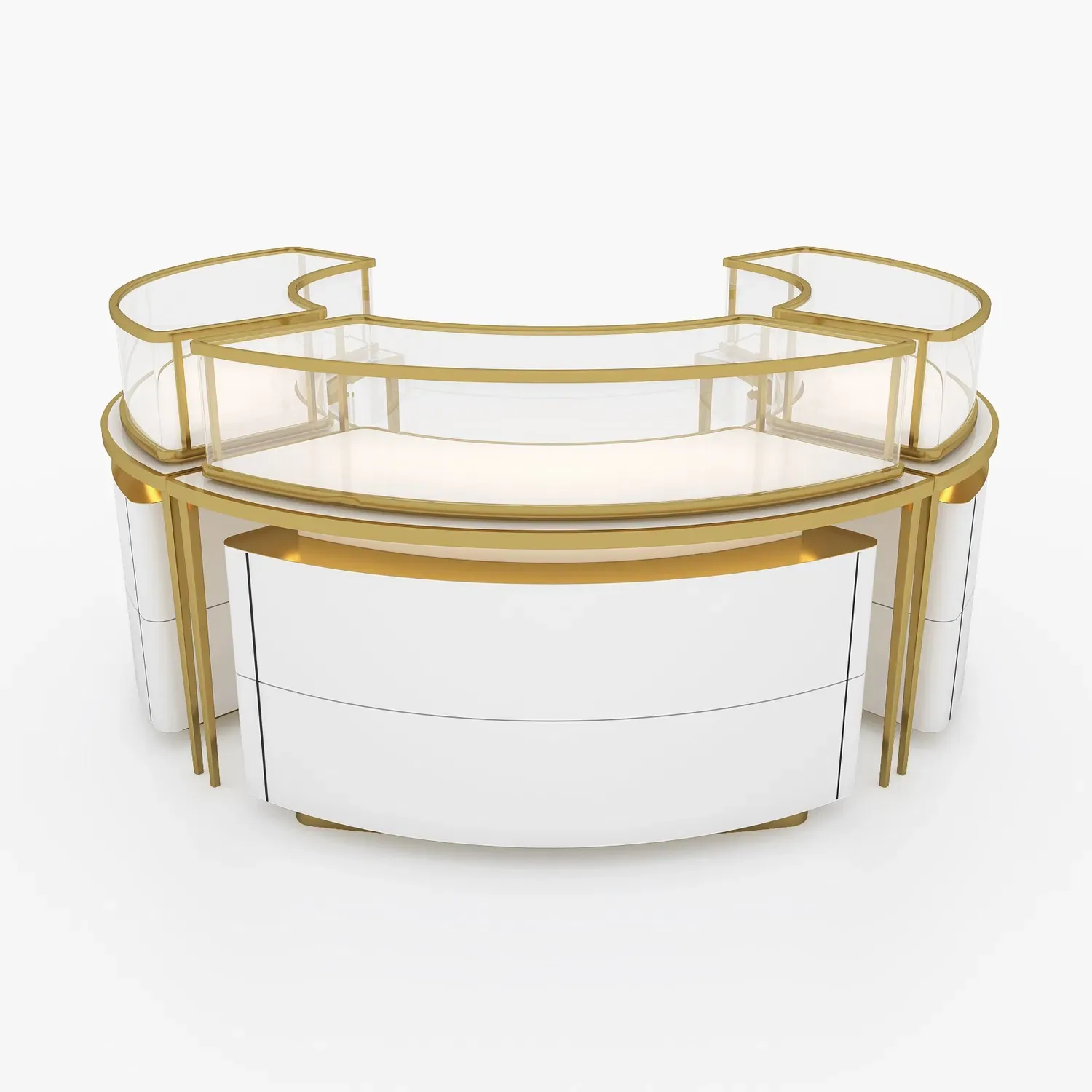 Curved Jewelry Display Cases | SS Round Jewelry Display Counter Kiosk