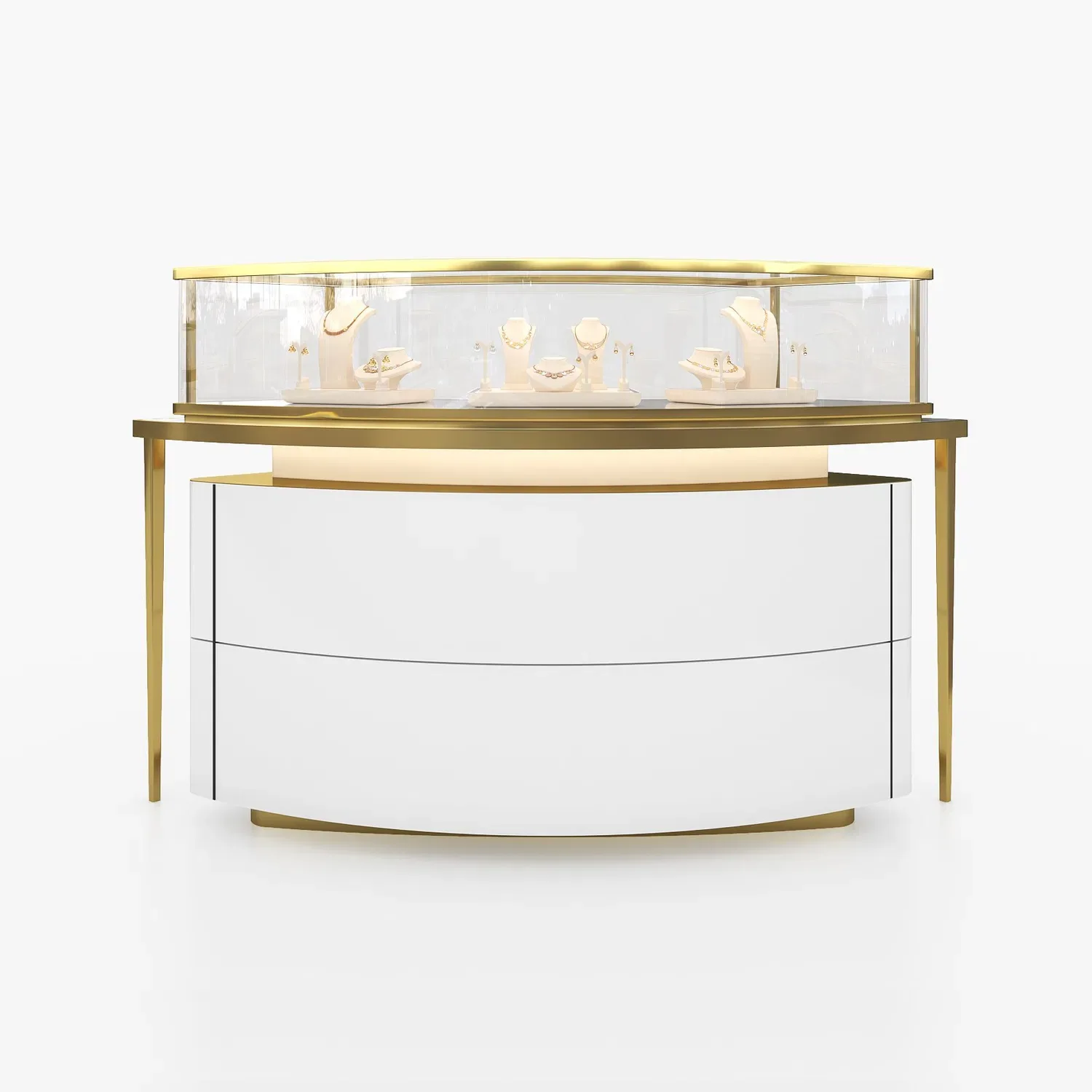 Curved Jewelry Display Cases | SS Round Jewelry Display Counter Kiosk — view 3