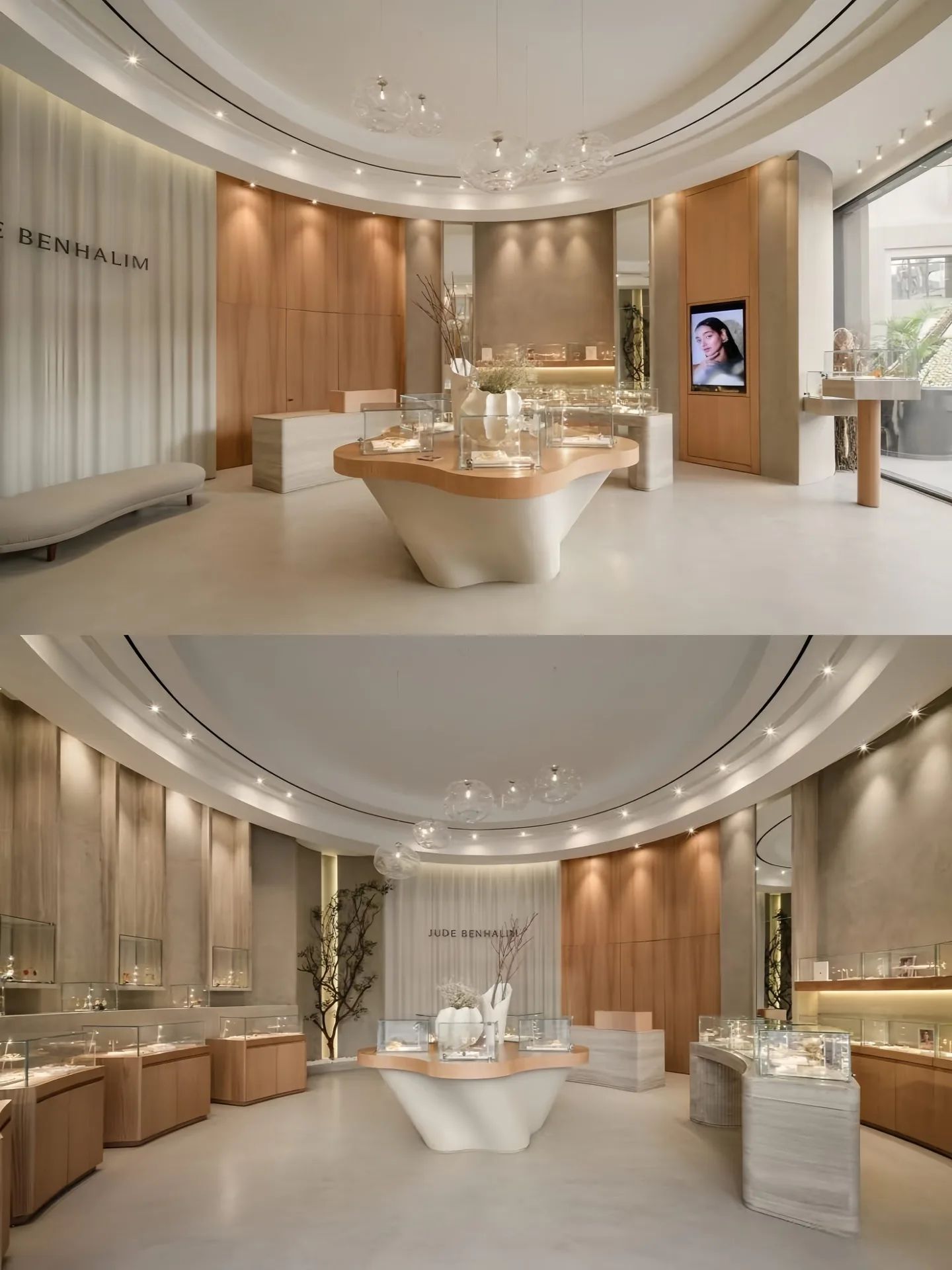 Curved Luxury Jewelry Store Interior Design | Custom High‑End Jewellery Display Counter Fixtures