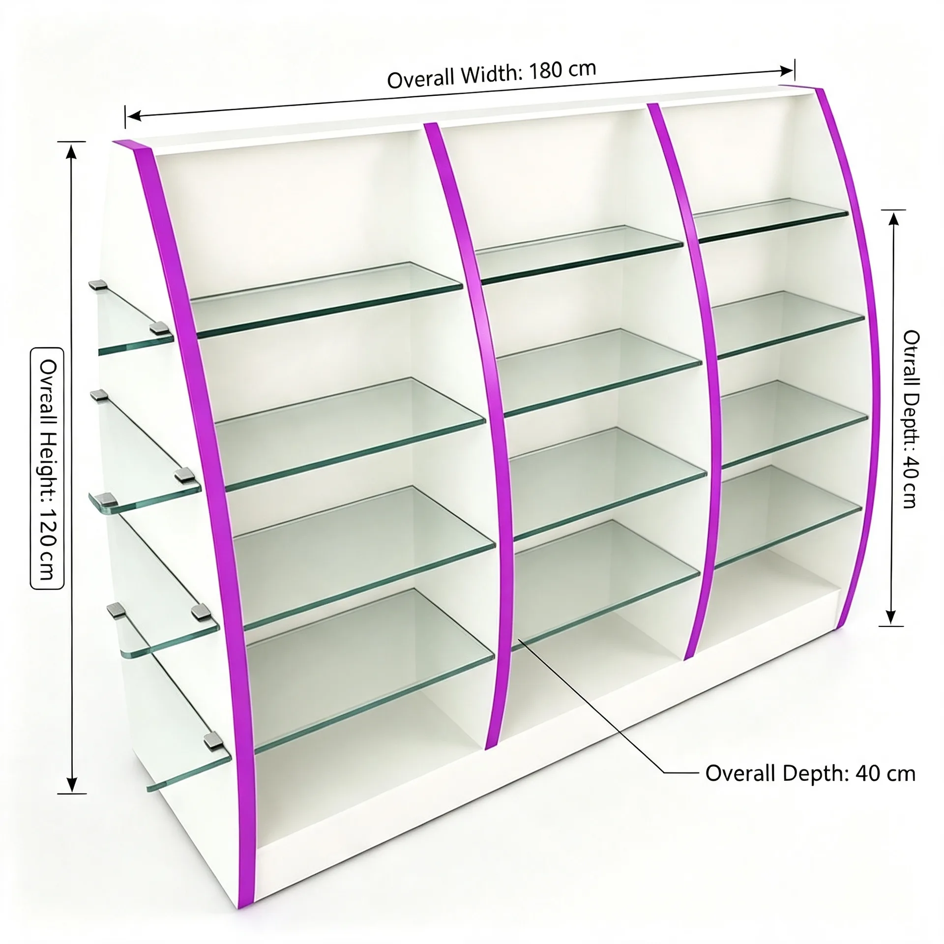 Curved Multi‑Bay Glass Retail Display Cabinet for Retail Shop — product detail 1