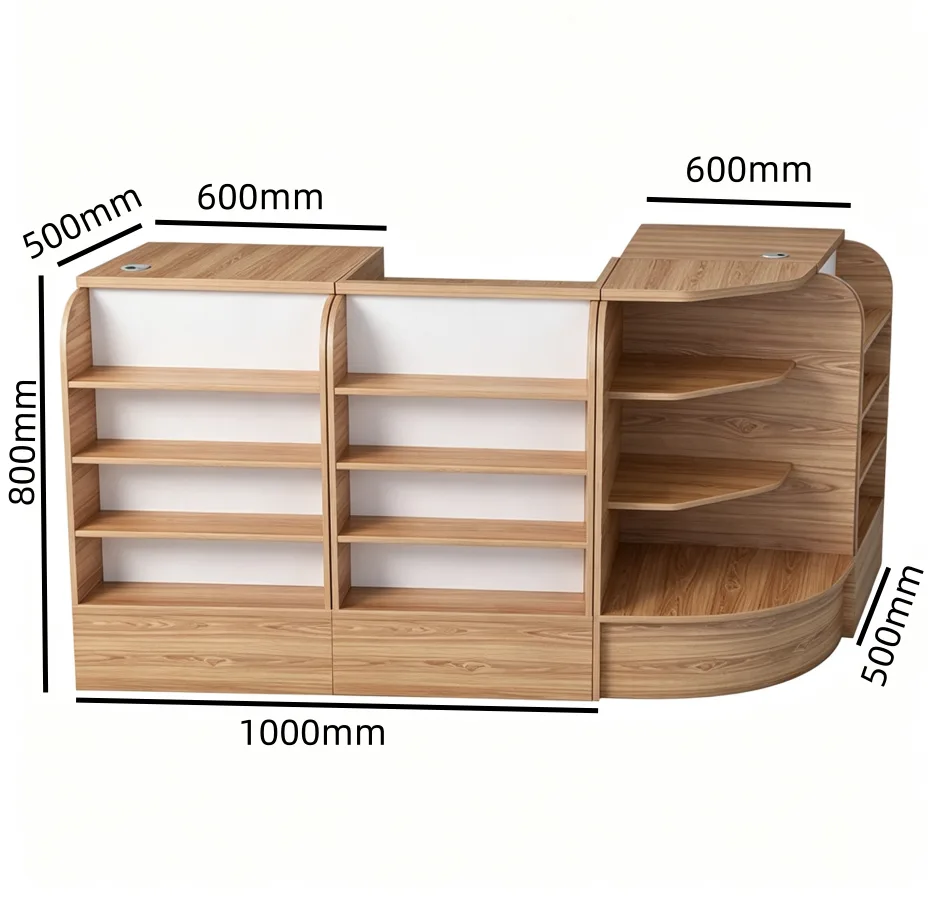 Curved Wood Retail Checkout Counter for Grocery Retail Shop — product detail 1