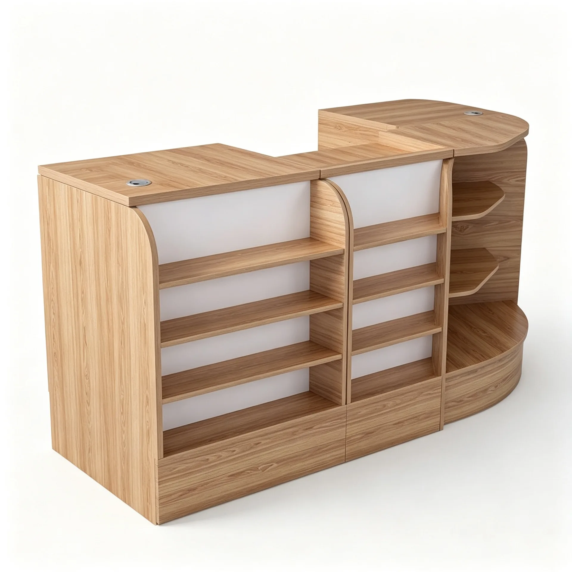 Curved Wood Retail Checkout Counter for Grocery Retail Shop — view 3
