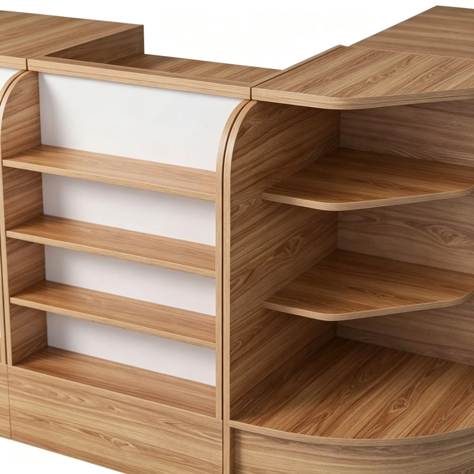 Curved Wood Retail Checkout Counter for Grocery Retail Shop — view 4