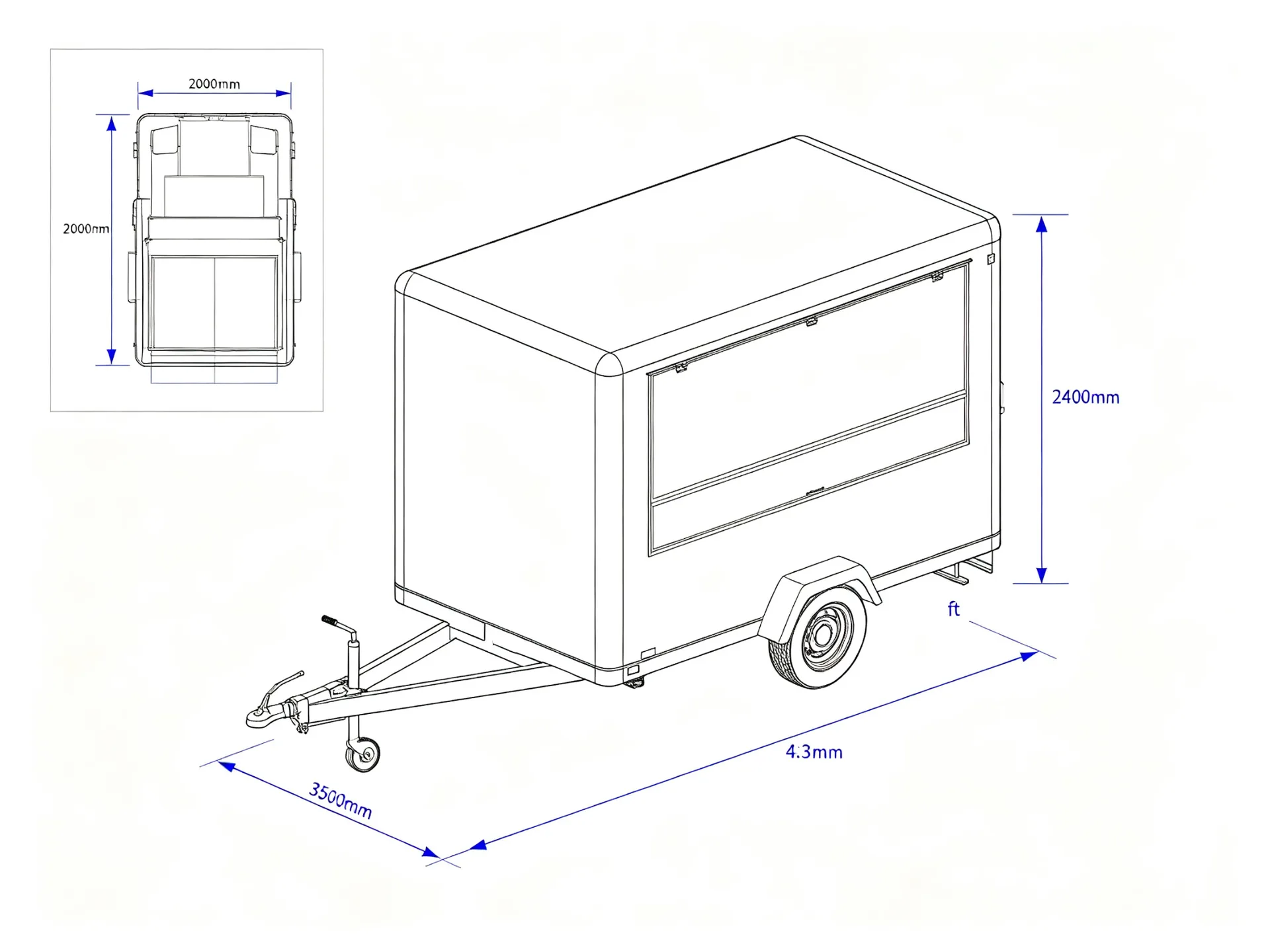 Custom Black Aluminum Food Trailer Concession Stand Mobile Kitchen — view 5