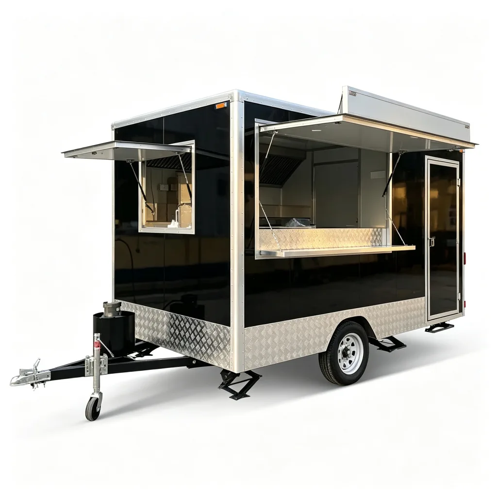 Custom Black Aluminum Food Trailer Concession Stand Mobile Kitchen — view 3