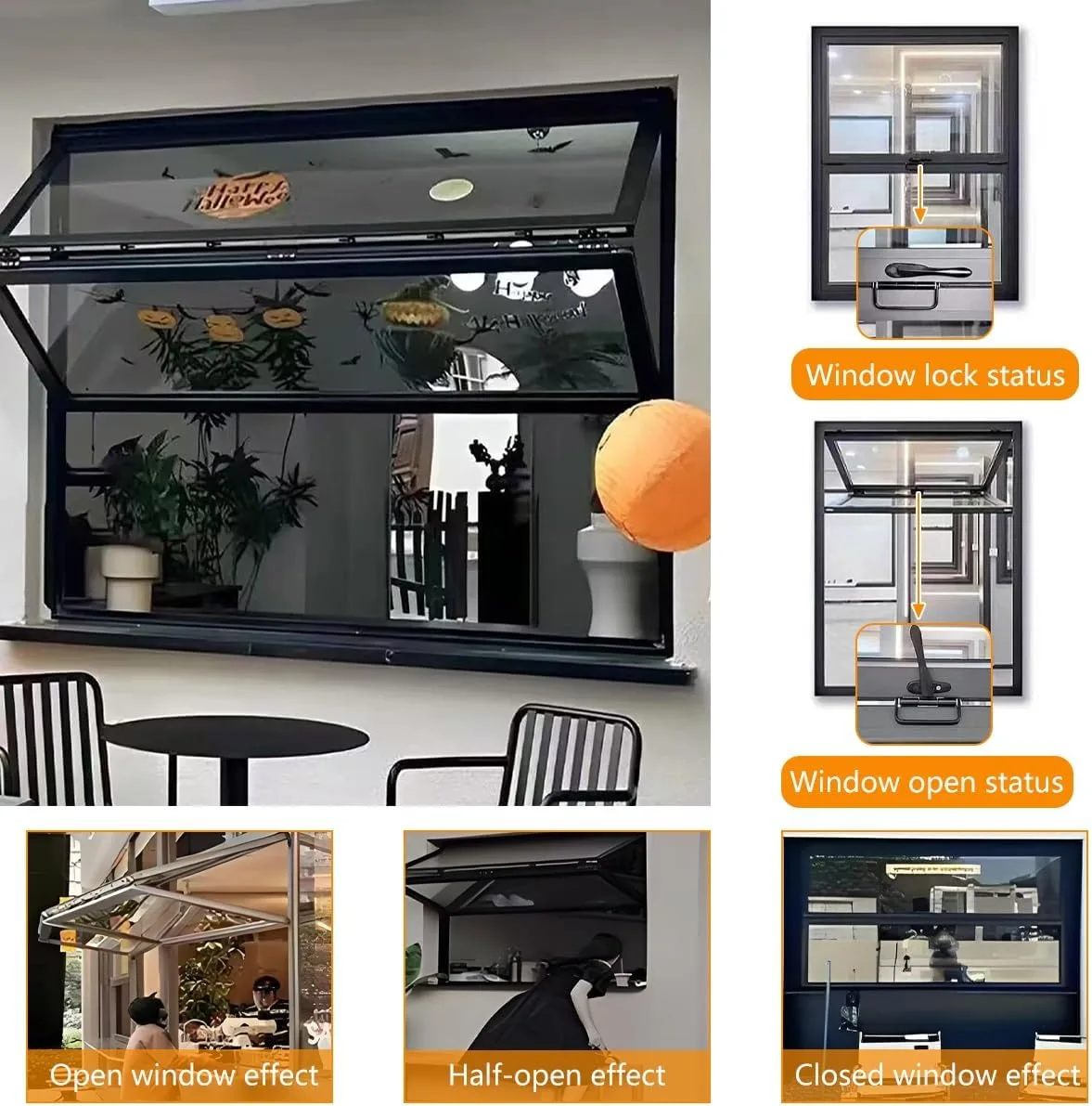 Custom Black Vertical Alminium Frame Folding Windows For Sale (Bottom to Top Folding) — view 4