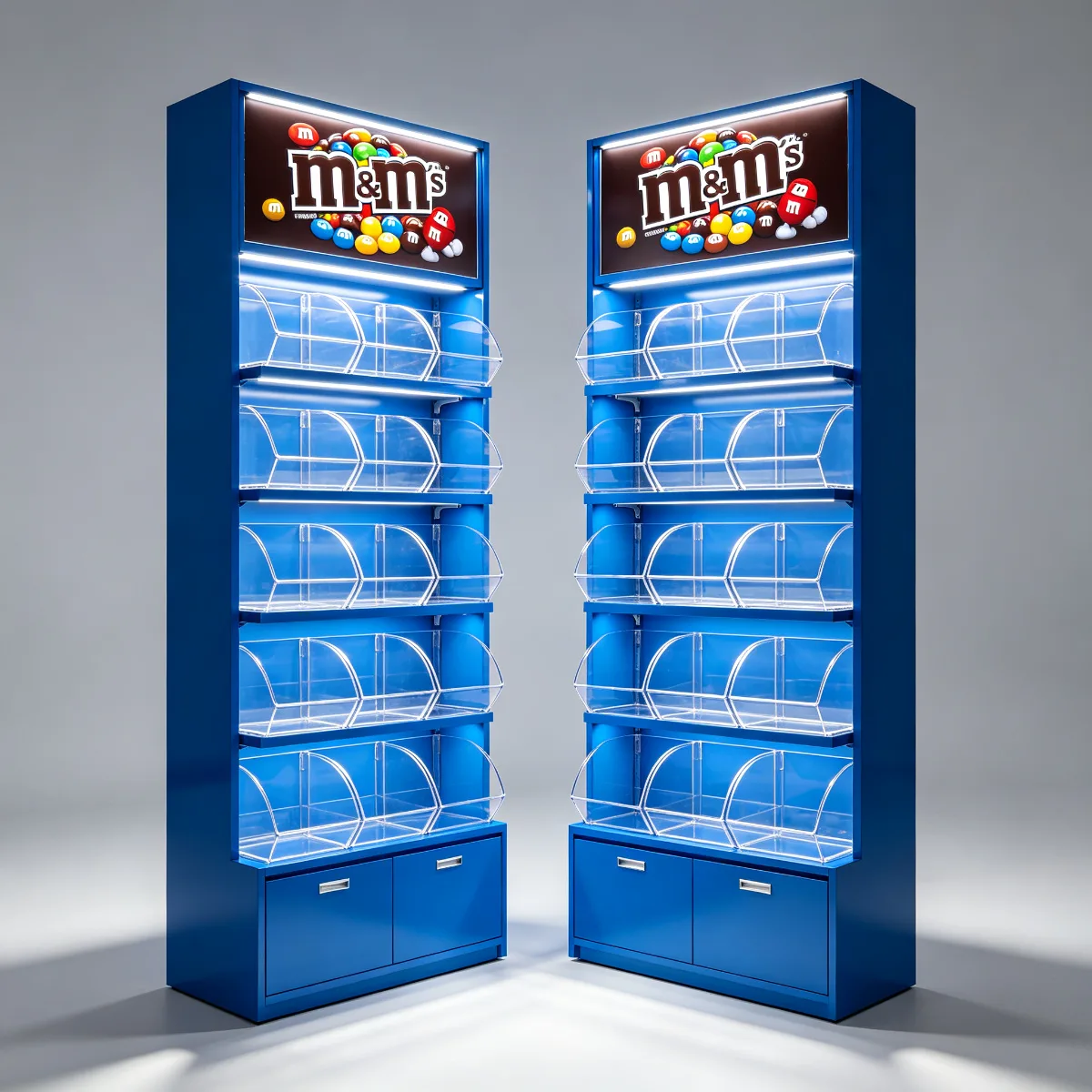 Custom Blue Bulk Candy Wall Display Cabinet for Retail Confectionery Business — view 4