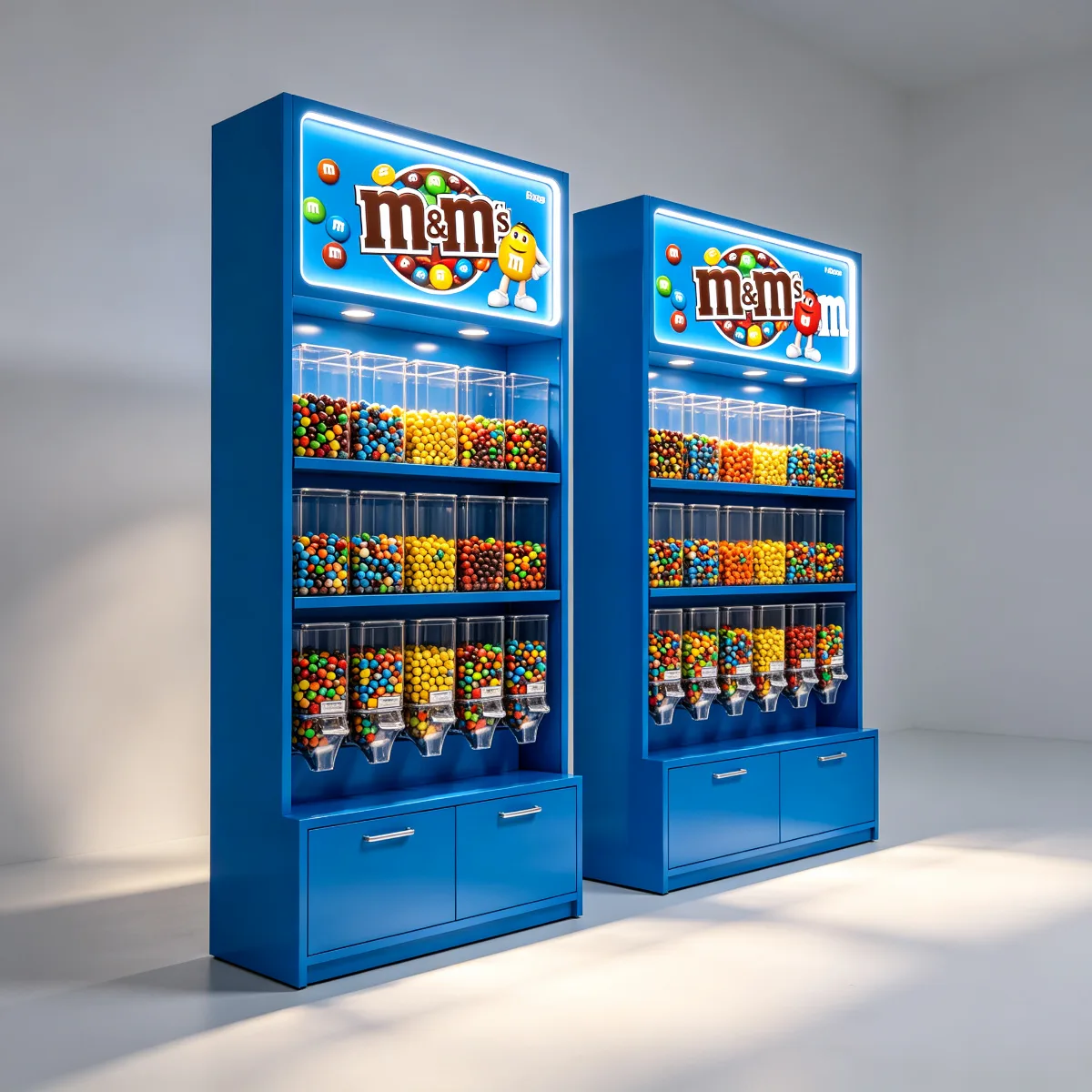 Custom Blue Bulk Candy Wall Display Cabinet for Retail Confectionery Business — view 2