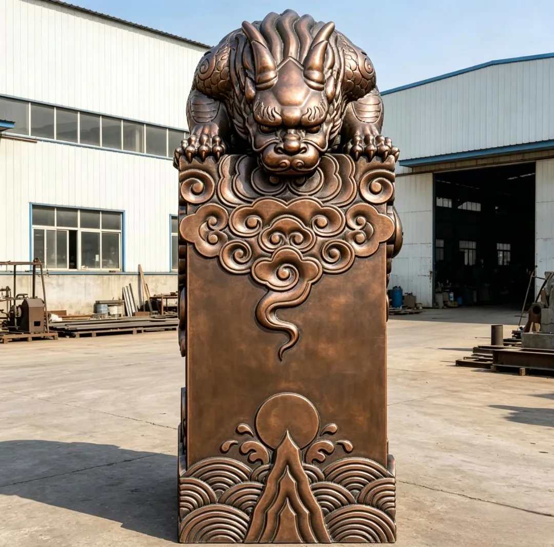 Custom Bronze Pixiu Sculpture Ornate Mythical Beast Metal Art Statue for Commercial Entrance on Sale